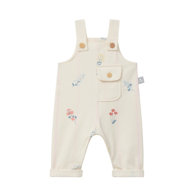 Organic Cotton Plush Dungarees – Pink Flowers by Snug