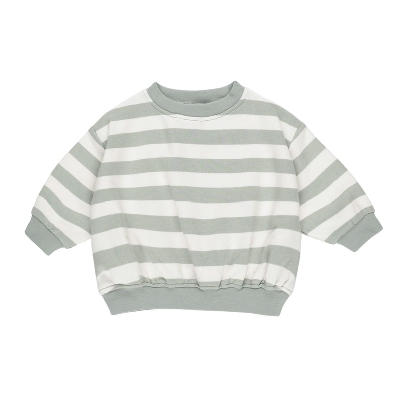 Relaxed Sweatshirt – Sage Stripe by Quincy Mae