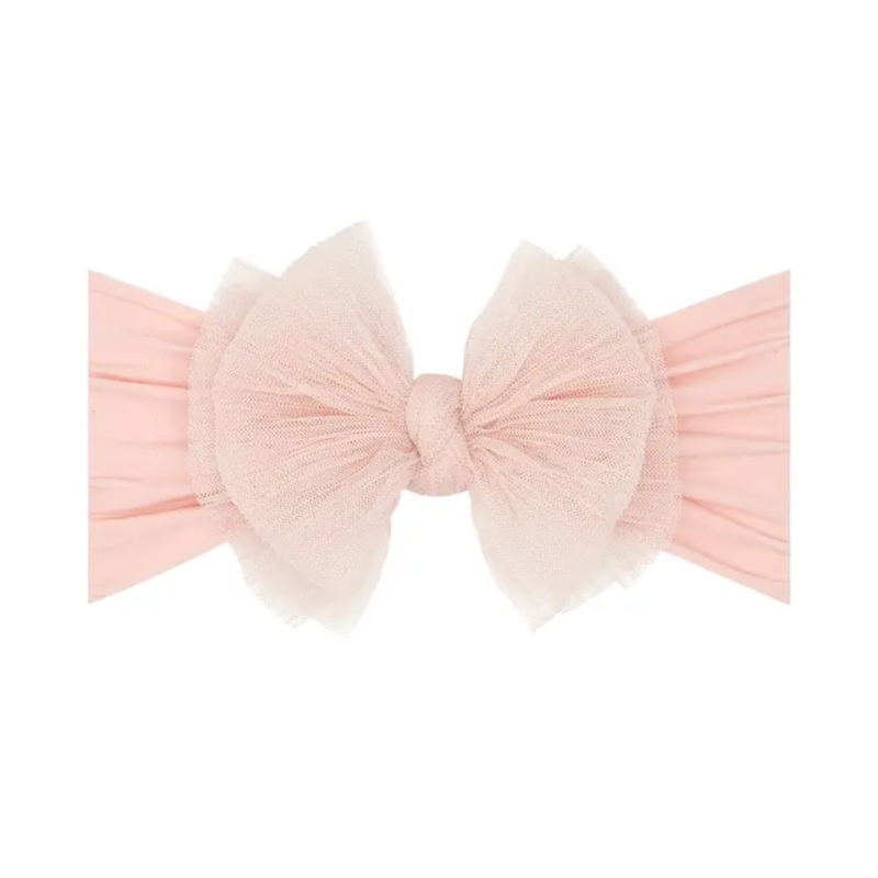 Tulle Fab Headband with Tulle Bow – Pleated Rose Quartz by Baby Bling