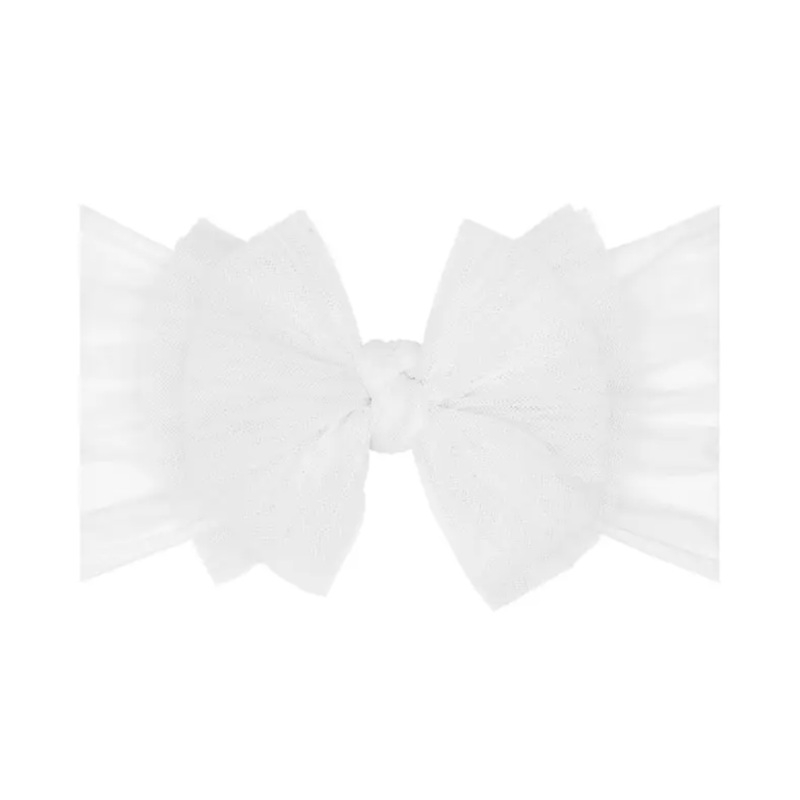 Tulle Fab Headband with Tulle Bow – Pleated White by Baby Bling