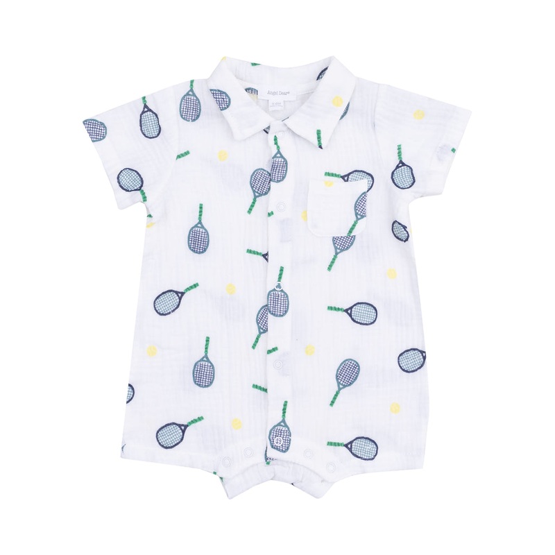 Bamboo Button Down Polo Shortie – Tennis by Angel Dear