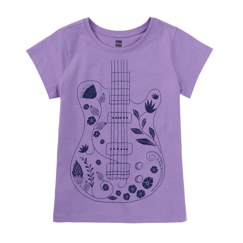 Floral Guitar Graphic Tee – Paisley Purple by Tea Collection