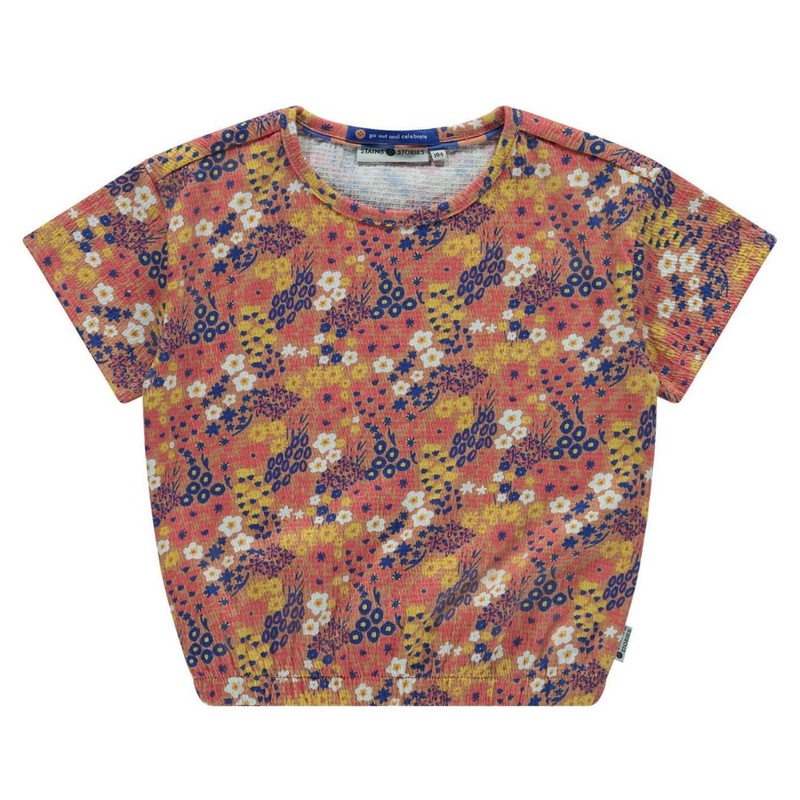 Gathered Floral Tee – Dusty Orange by Stains & Stories