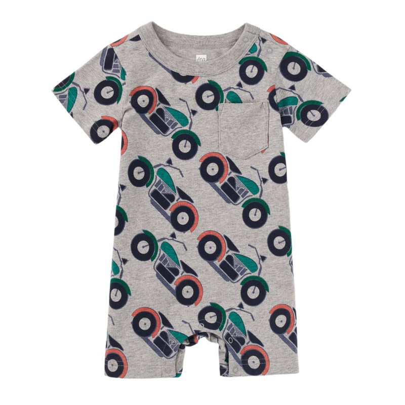 Pocket Shortie Baby Romper – Motocicleta by Tea Collection
