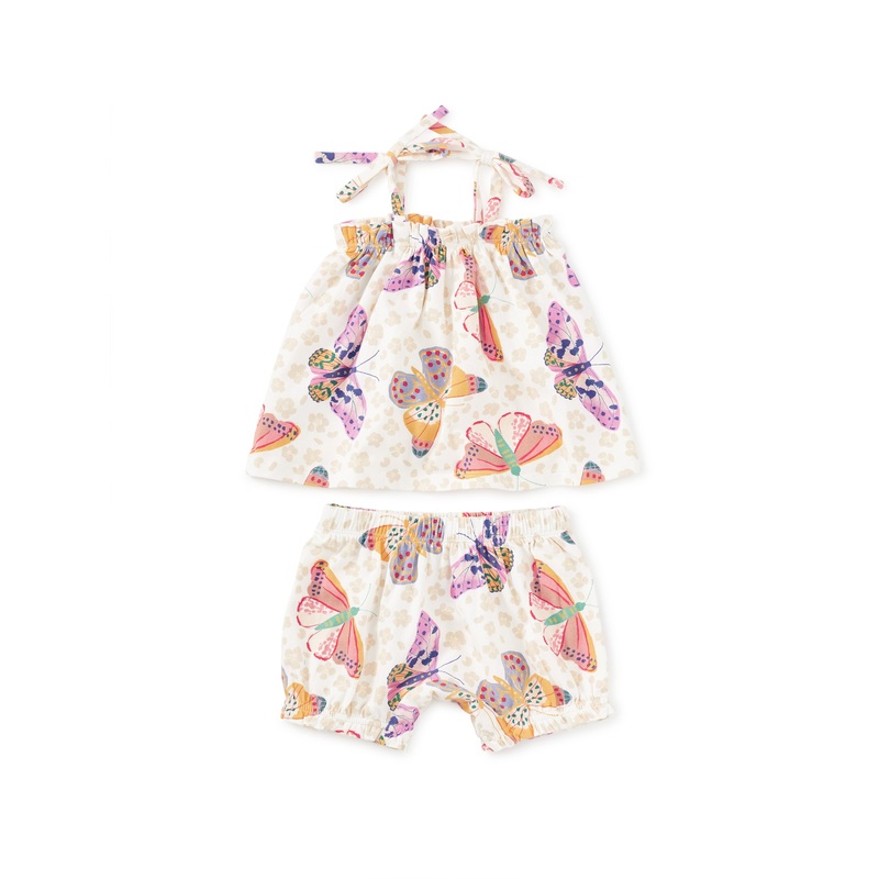 Tie Shoulder Baby Set – Jaguar Spot Butterflies by Tea Collection