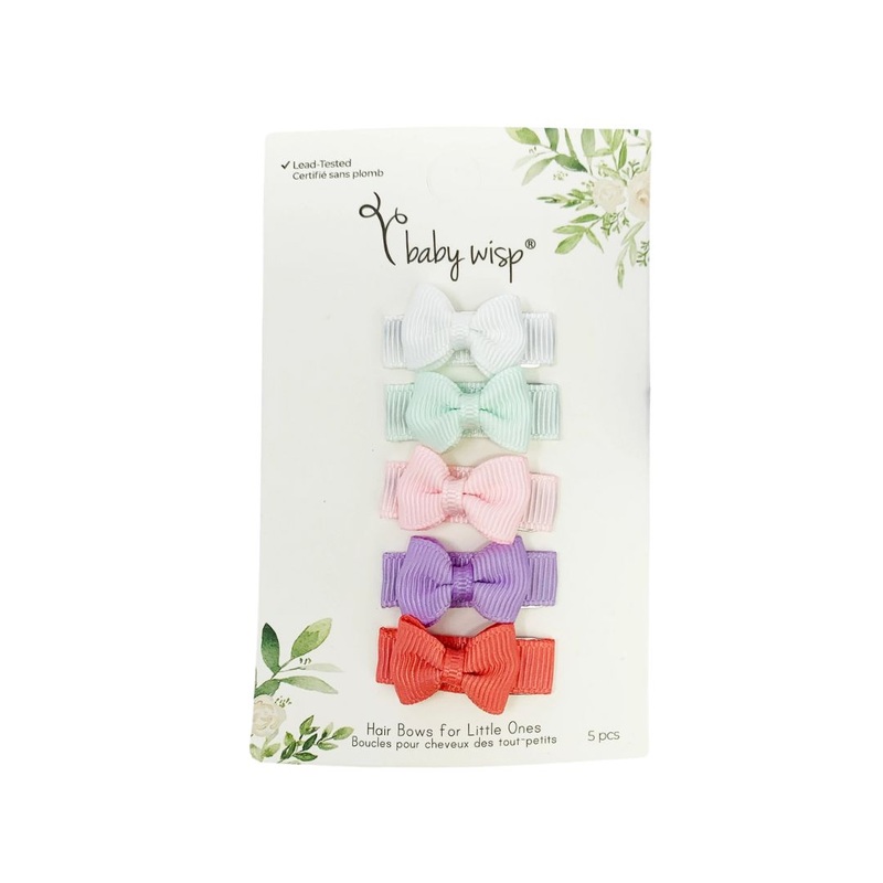 Tiny Tuxedo Bows on Snap Clips Set of 5 – Macaroon by Baby Wisp
