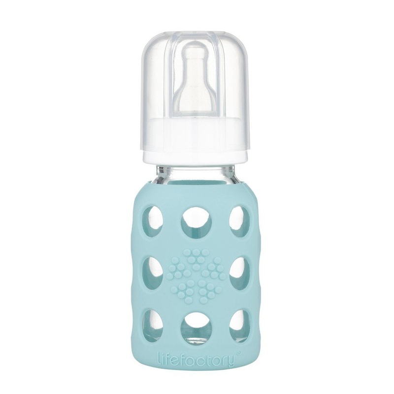 Lifefactory 4 oz Glass Baby Bottle with Silicone Sleeve – Mint