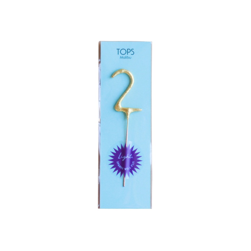 Mini Gold Sparkler Number Birthday Candle – 2 by TOPS Malibu