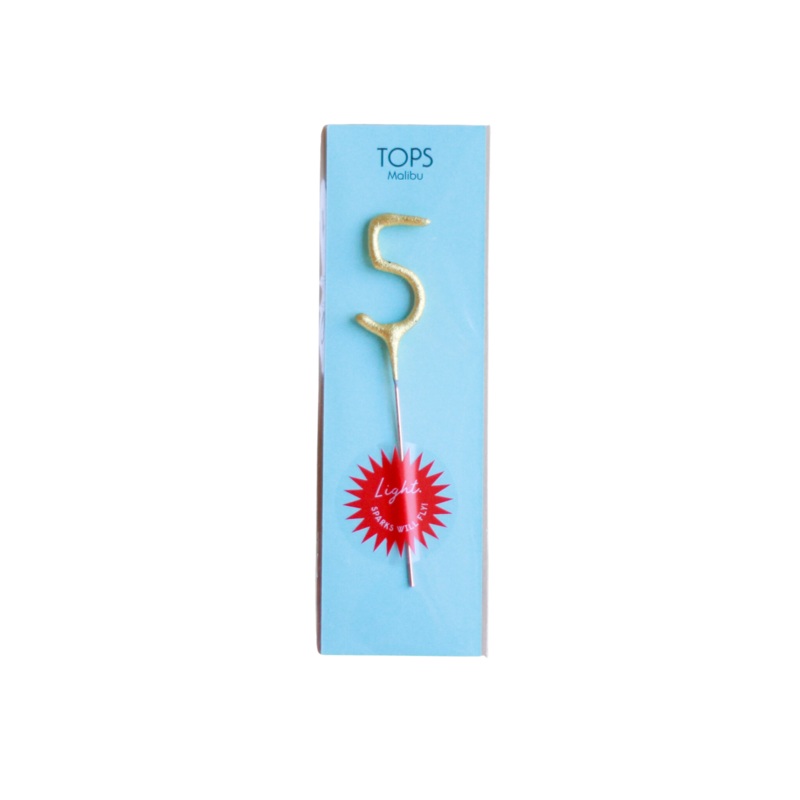 Mini Gold Sparkler Number Birthday Candle – 5 by TOPS Malibu