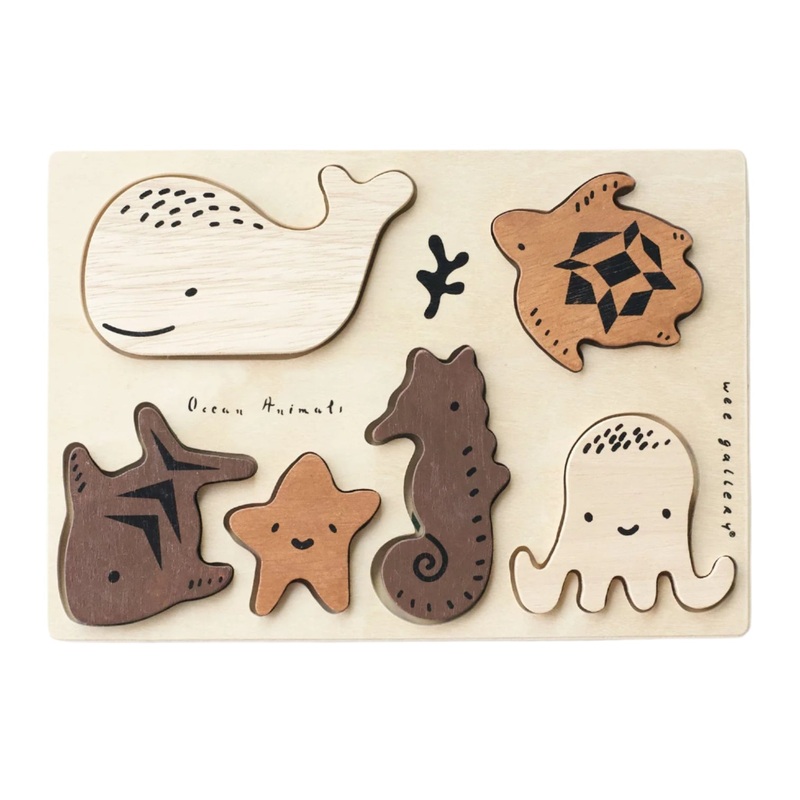Wooden Tray Puzzle – Ocean Animals by Wee Gallery