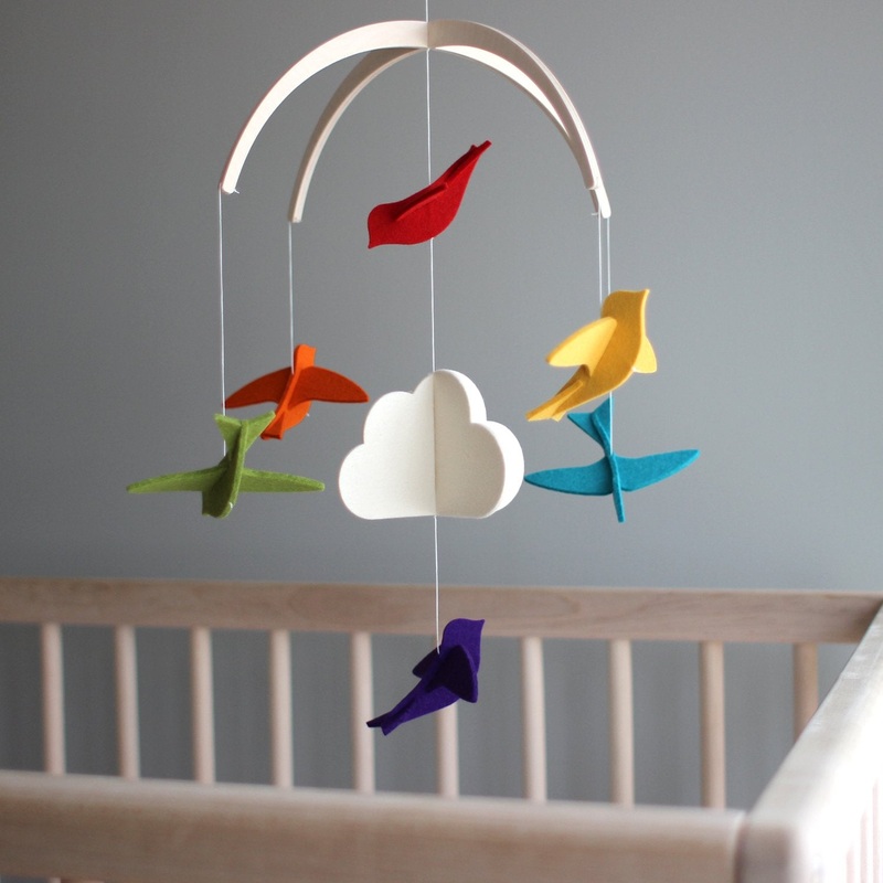Felt Mobile – Rainbow Birds by Dundry Hill