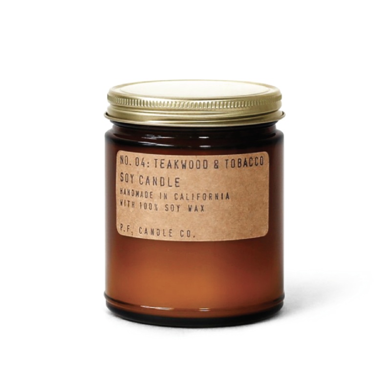 Teakwood + Tobacco Soy Candle – Standard by PF Candle Co