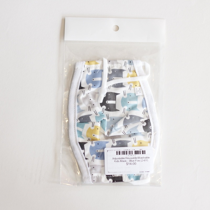 Adjustable/Reusable/Washable Kids Mask – Blue Fox (2-6Y)