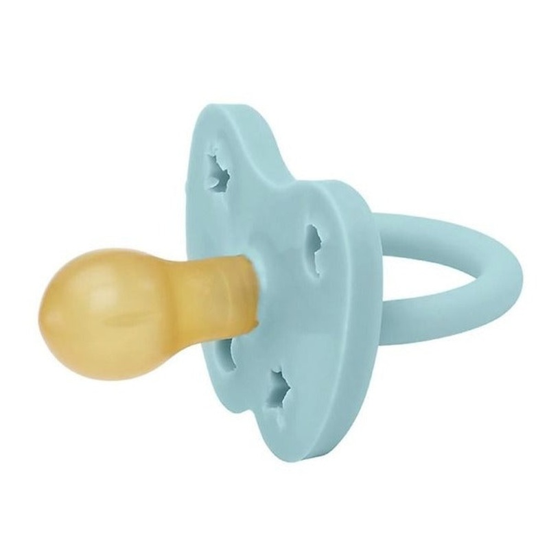 Duck Round Natural Rubber Pacifier – Baby Blue by Hevea
