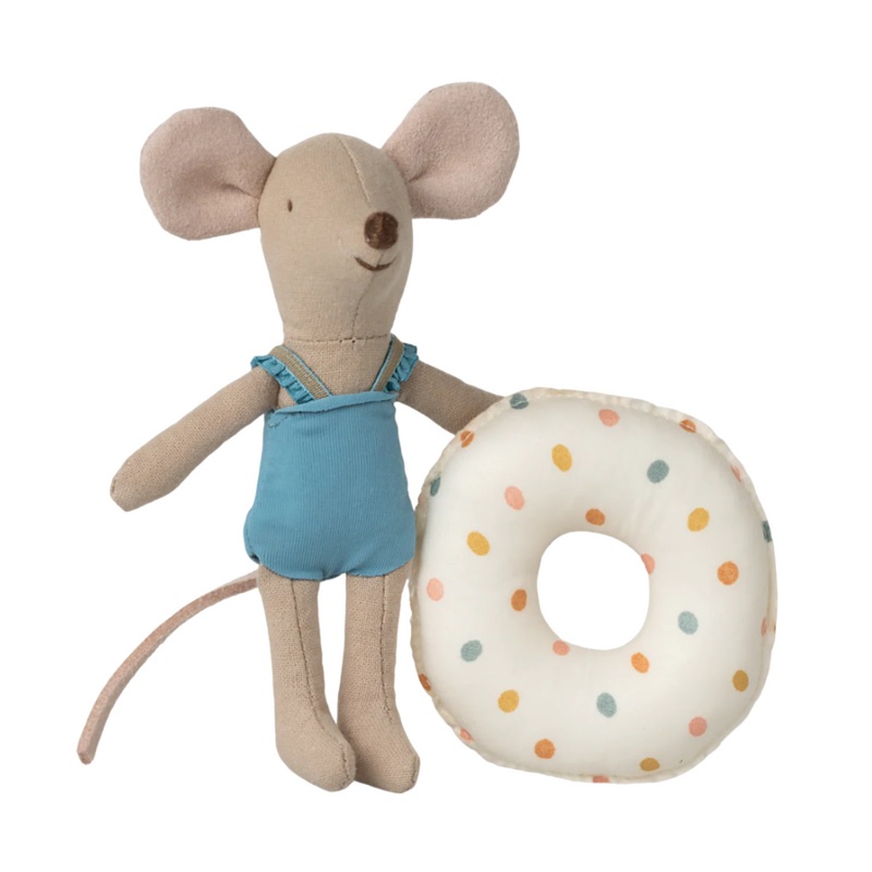 Beach Mouse with Float, Little Sister – Multi Dot by Maileg