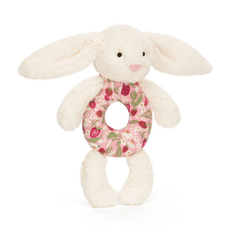 Blossom Cream Bunny ‘Berry’ Ring Rattle by Jellycat