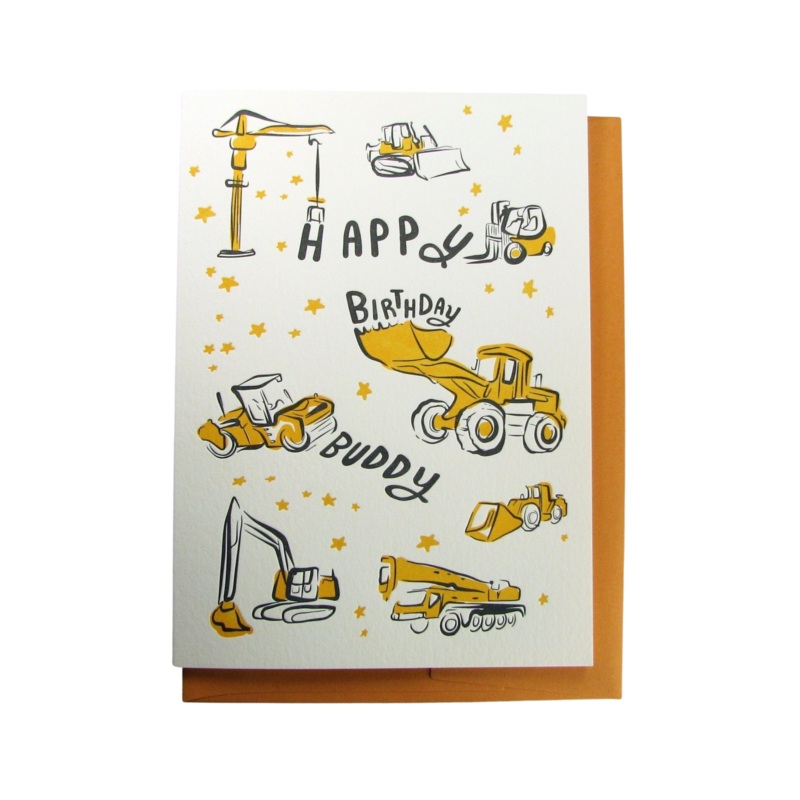 Construction Buddy Birthday Card
