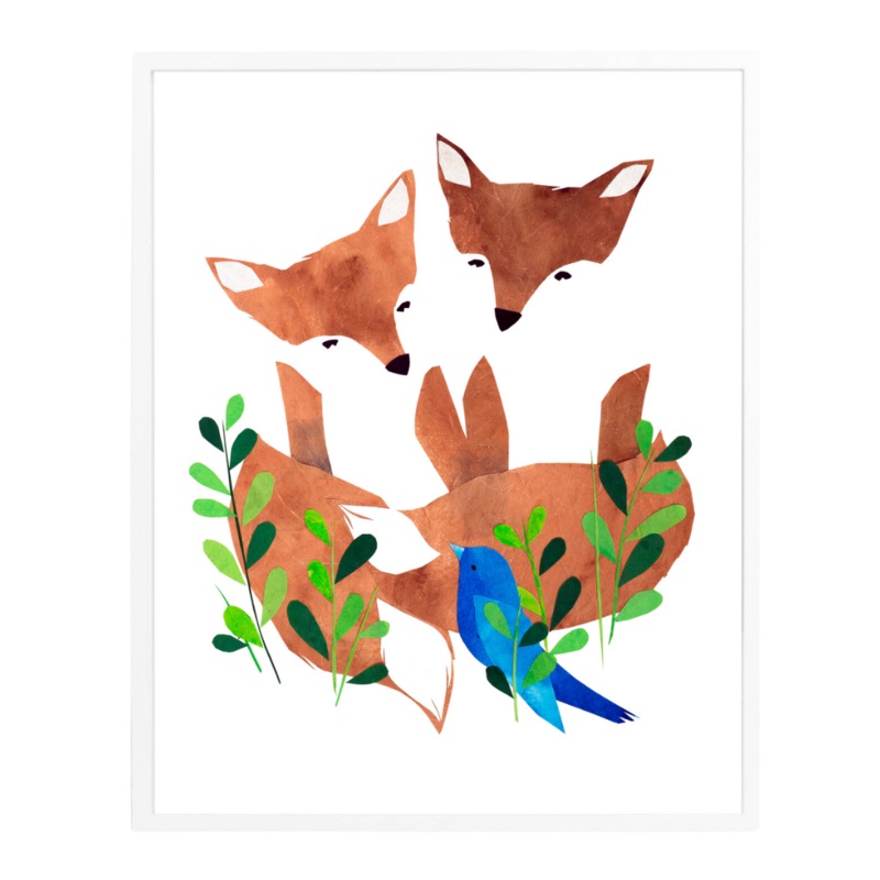 Twin Red Foxes Art Print – 8×10 by Mia Posada