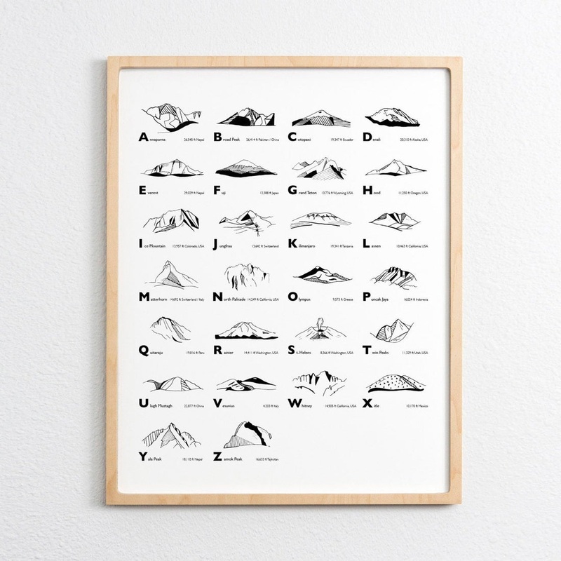 ABC Alphabet Mountains Art Print – 11×14 by Tim Plus April
