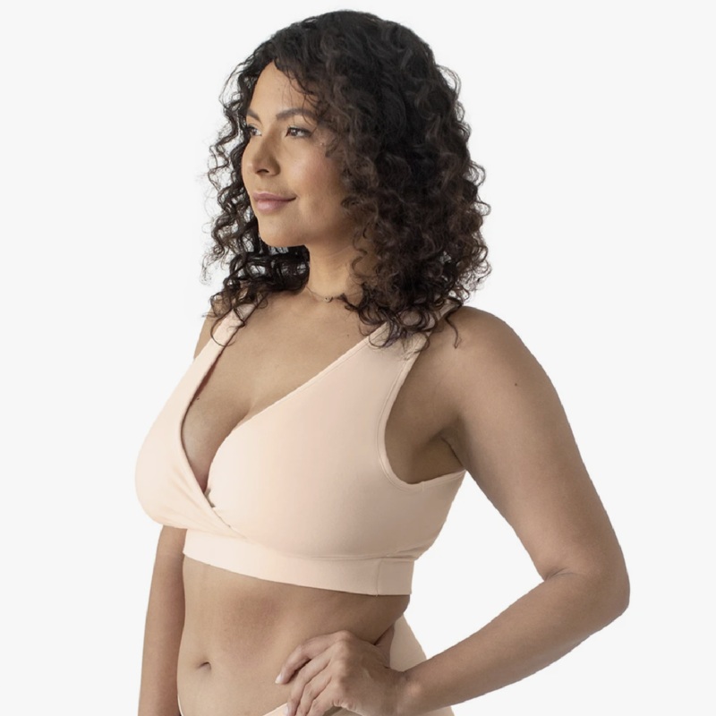 Extra Soft Organic Cotton Wireless Nursing & Maternity Bra – Beige by Kindred Bravely
