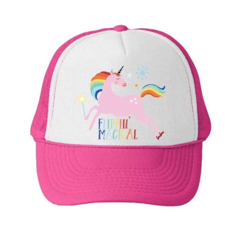 Flippin Magical Unicorn Trucker Hat – White/Hot Pink by Bubu