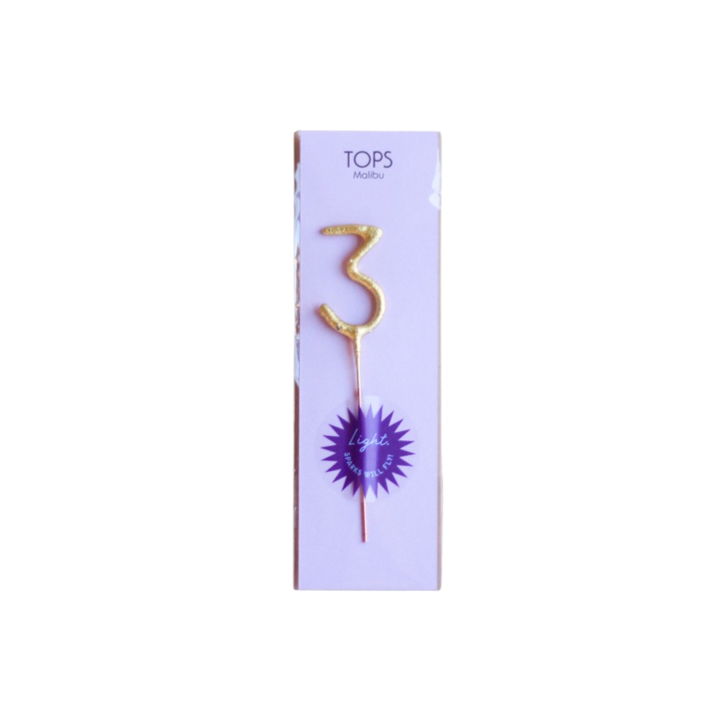 Mini Gold Sparkler Number Birthday Candle – 3 by TOPS Malibu