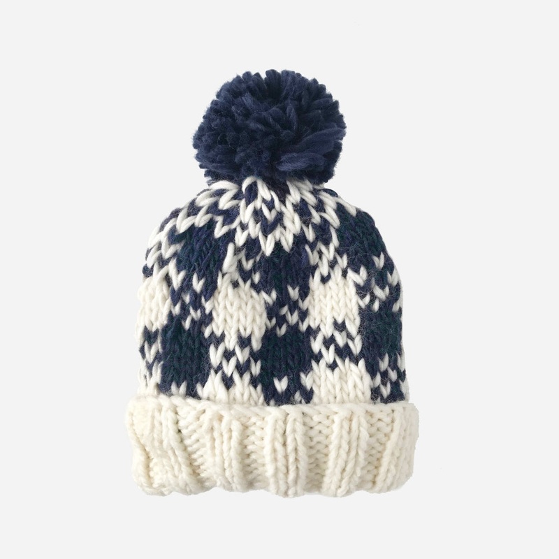 Buffalo Check Hand Knit Hat – Red by The Blueberry Hill