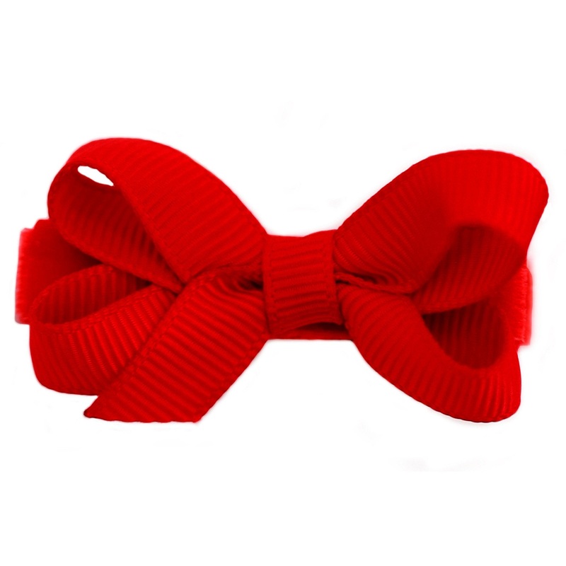Bridget Classic Grosgrain Baby Hair Bow – Red by No Slippy Hair Clippy