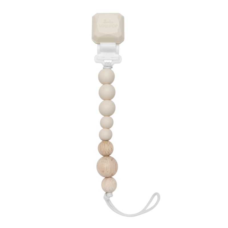 Color Pop Silicone + Wood Pacifier Clip – Coconut Milk by Loulou Lollipop