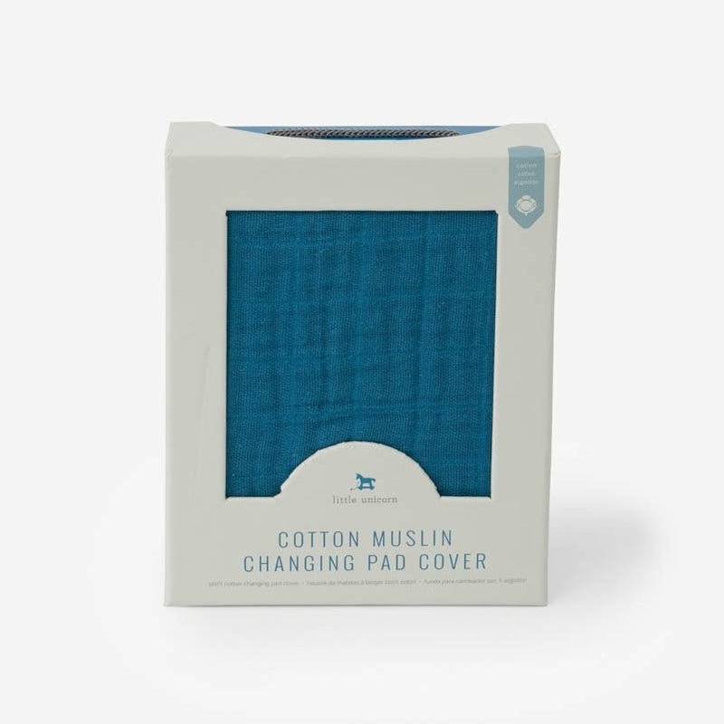 Cotton Muslin Changing Pad Cover – Lake by Little Unicorn