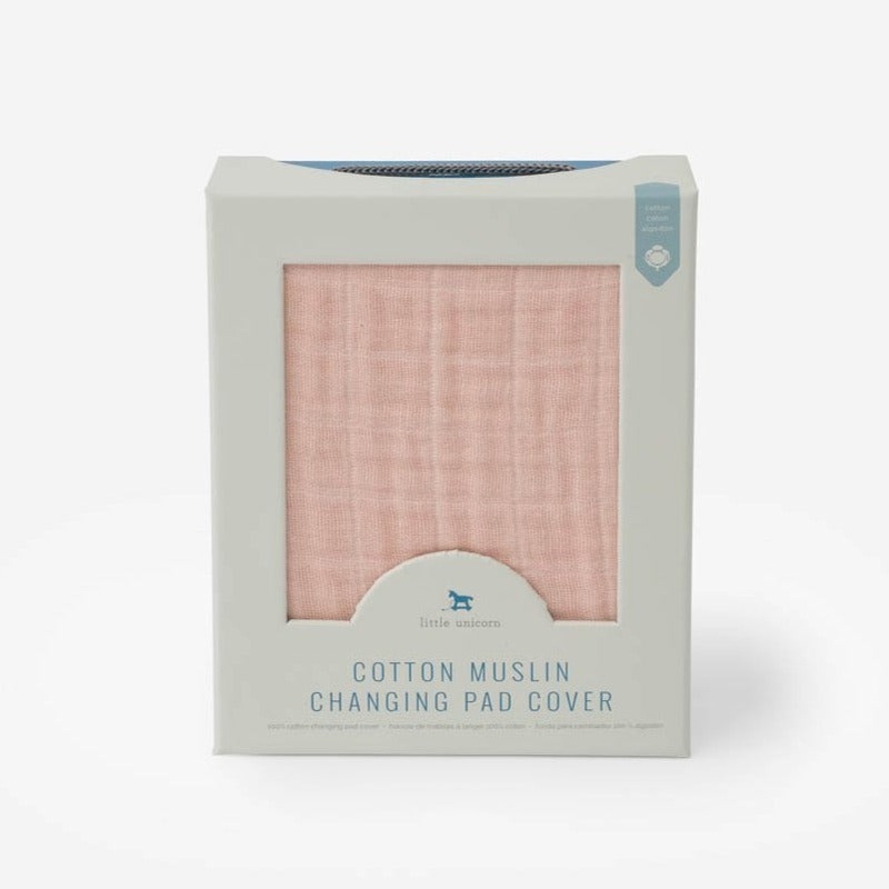Cotton Muslin Changing Pad Cover – Rose Petal by Little Unicorn