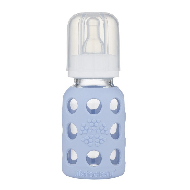 Lifefactory 4 oz Glass Baby Bottle with Silicone Sleeve – Blanket