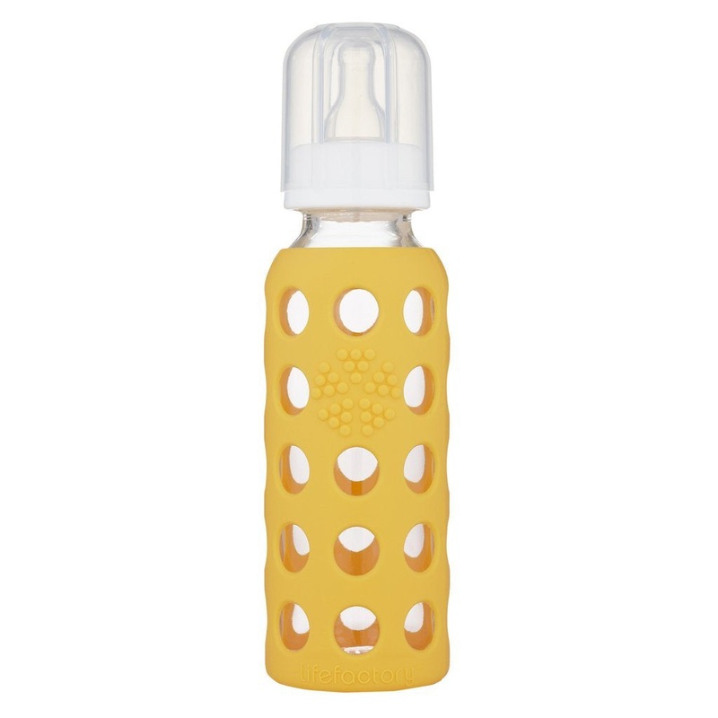 Lifefactory 9 oz Glass Baby Bottle with Silicone Sleeve – Mango