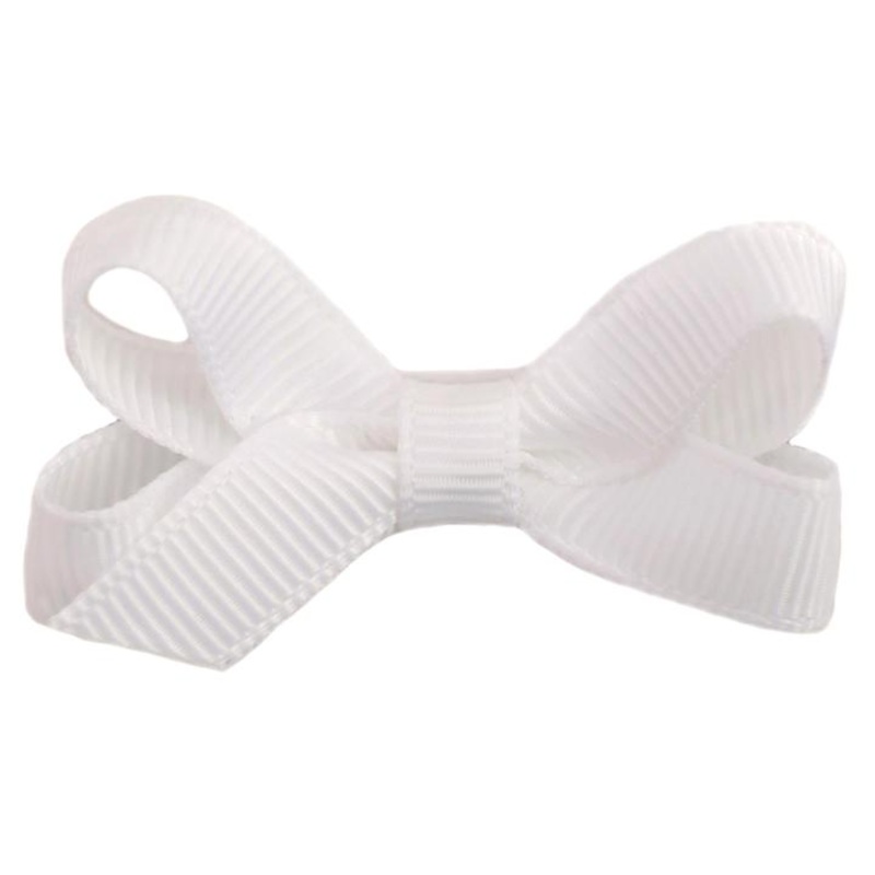 Bridget Classic Grosgrain Baby Hair Bow – White by No Slippy Hair Clippy