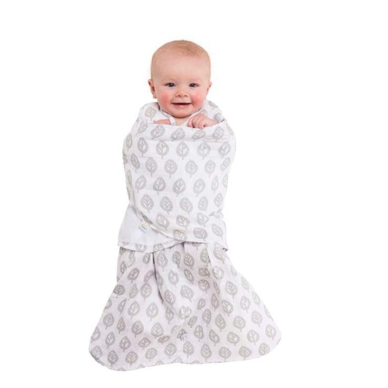 Cotton Muslin SleepSack Swaddle – Gray Leaves by Halo