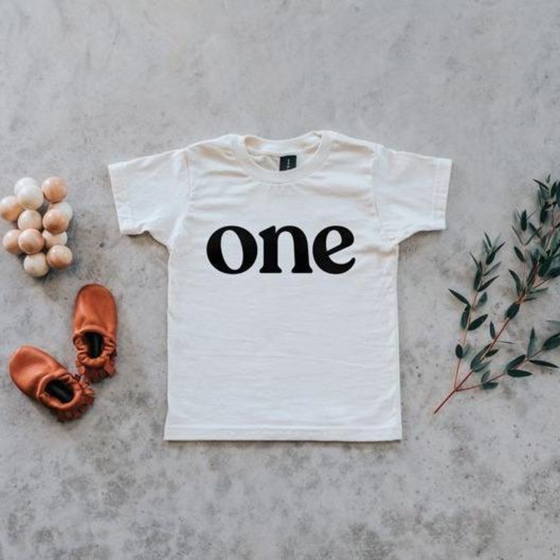 ONE Modern First Birthday Organic Baby Tee – Cream by Gladfolk
