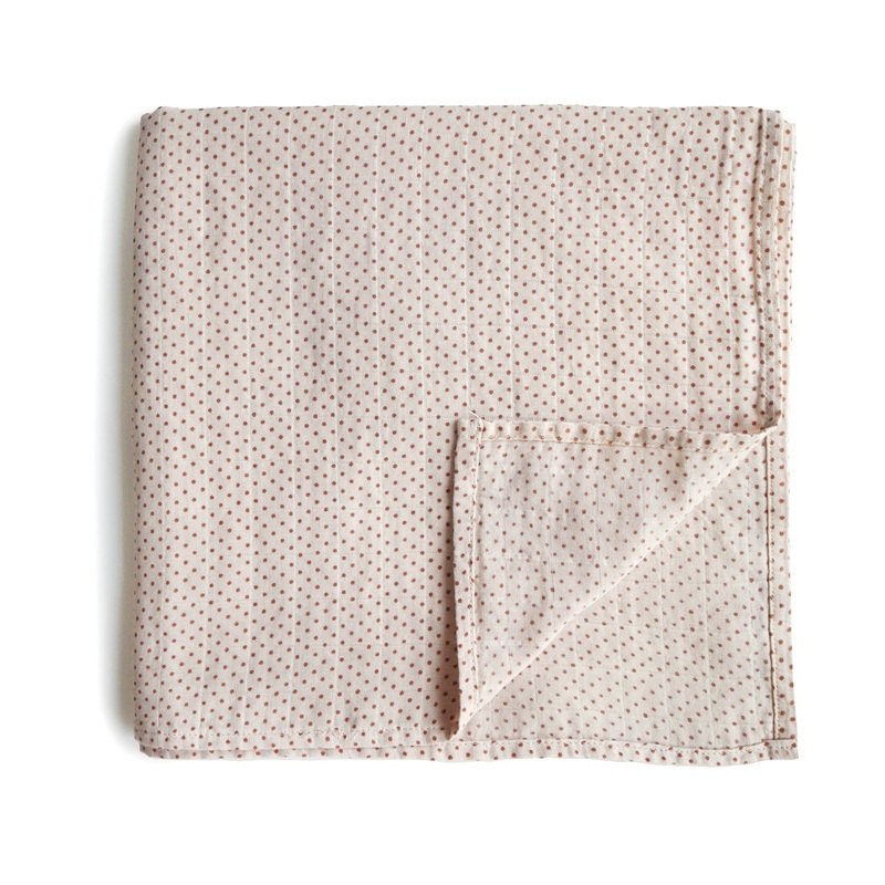 Organic Muslin Swaddle – Caramel Polka Dot by Mushie & Co
