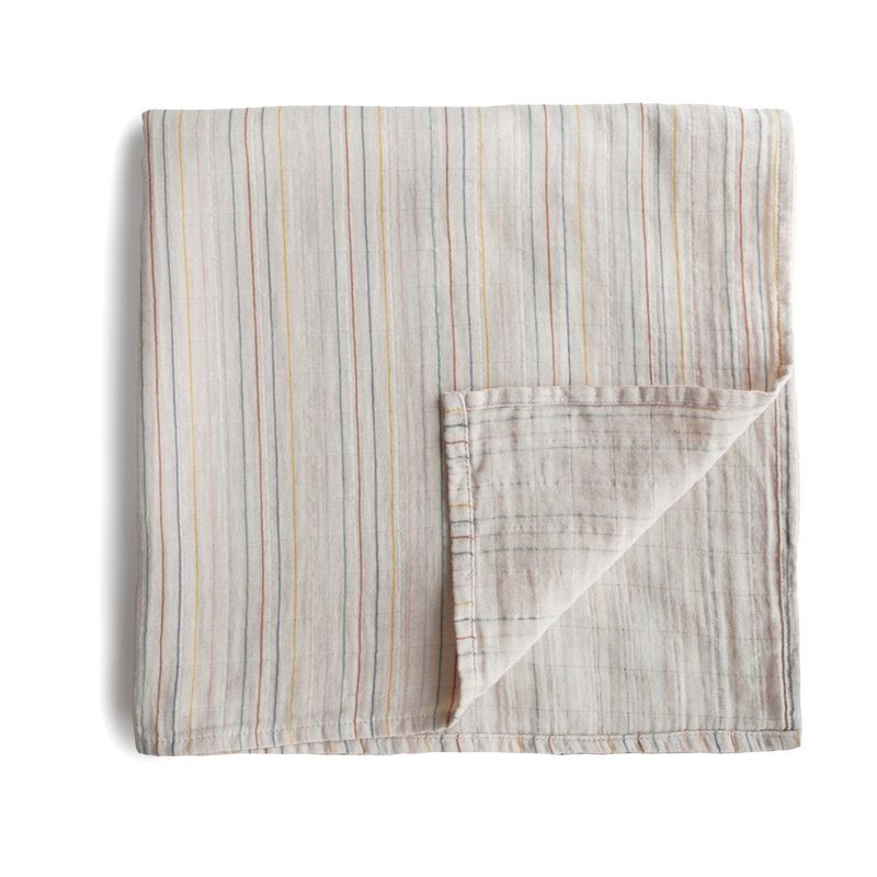 Organic Muslin Swaddle – Retro Stripes by Mushie & Co