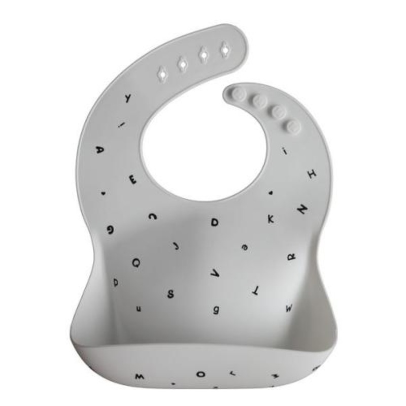 Silicone Baby Bib – Letters White by Mushie & Co