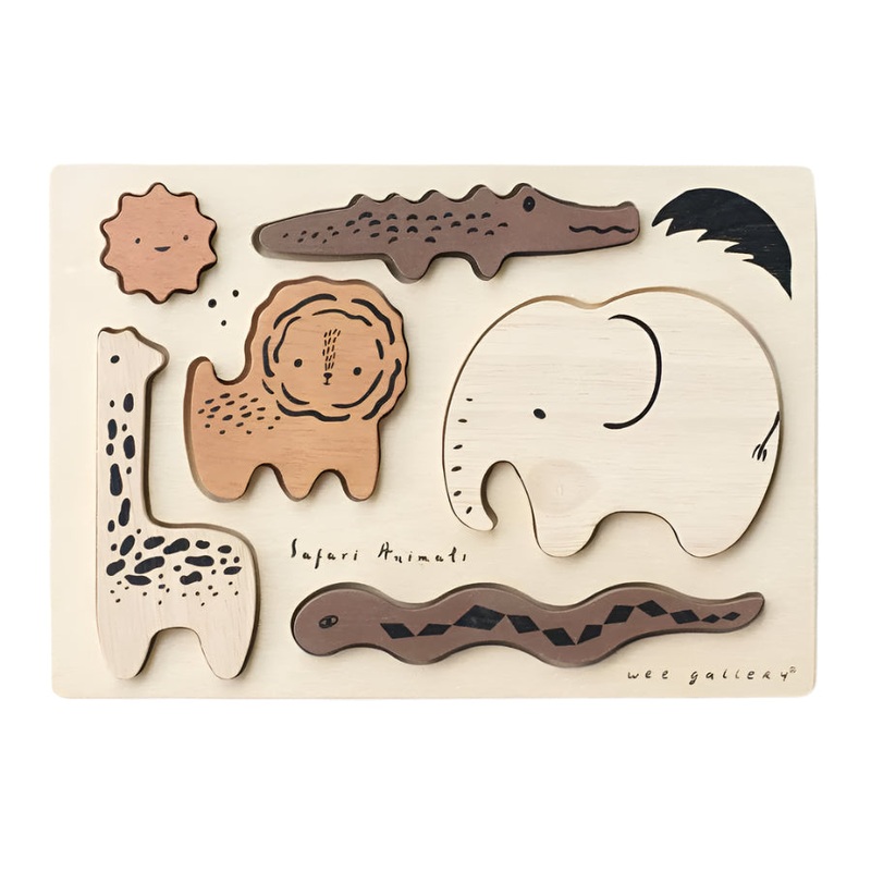 Wooden Tray Puzzle – Safari Animals by Wee Gallery