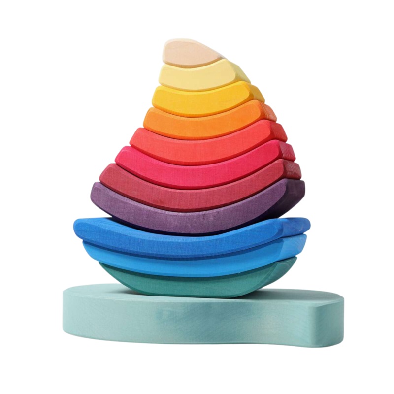 Wooden Boat Stacking Tower by Grimm’s
