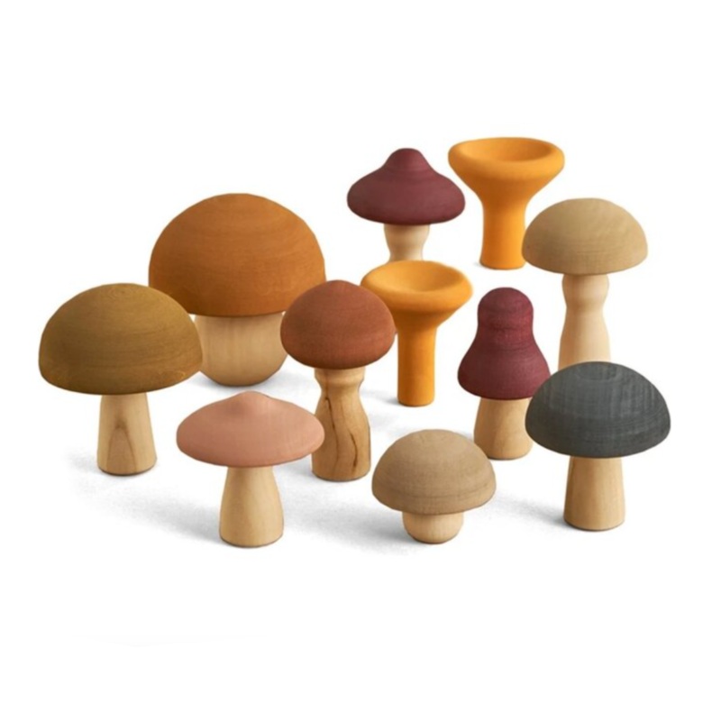 Wooden Mushroom Set by Raduga Grez