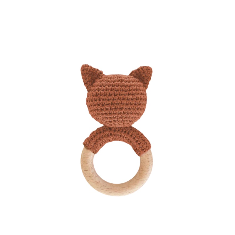 Cotton Crochet Rattle Teether – Fox by The Blueberry Hill