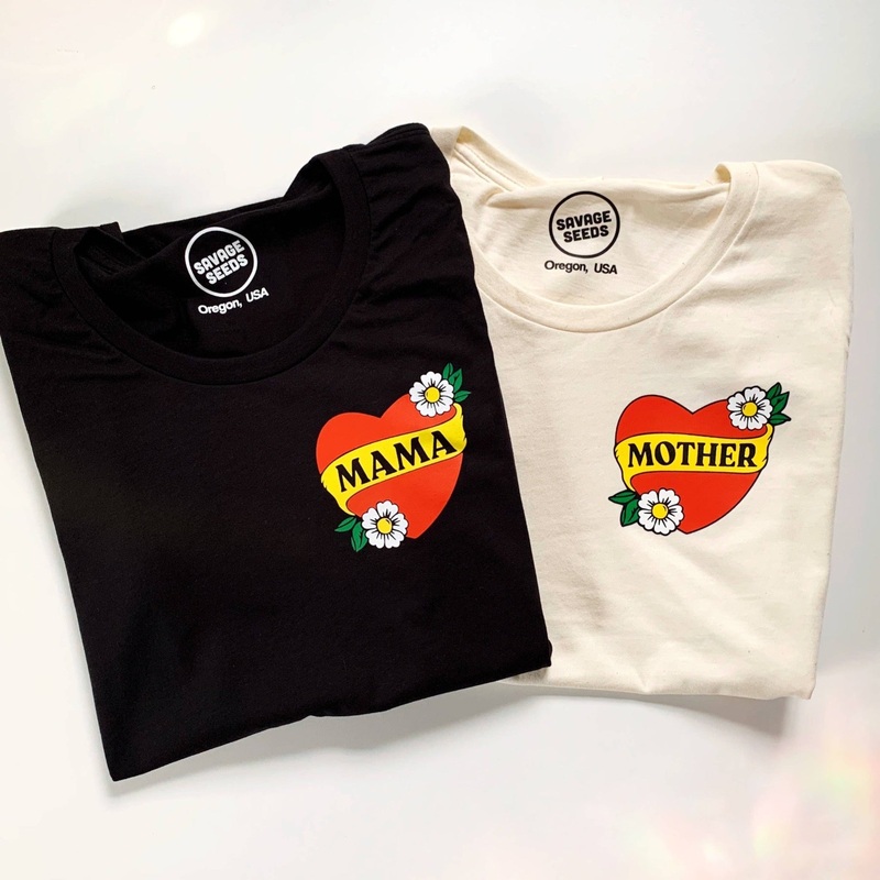 Mama Heart Women’s Tee – Black by Savage Seeds