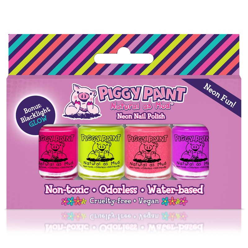 Nail Polish Set – Neon with Bonus Blacklight Glow by Piggy Paint