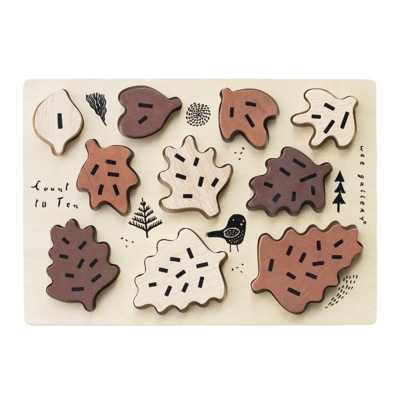 Wooden Tray Puzzle – Count to 10 Leaves by Wee Gallery