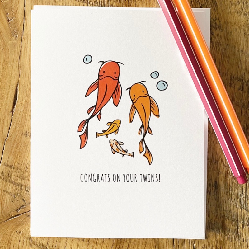 Baby Koi – Congratulations Twins Card
