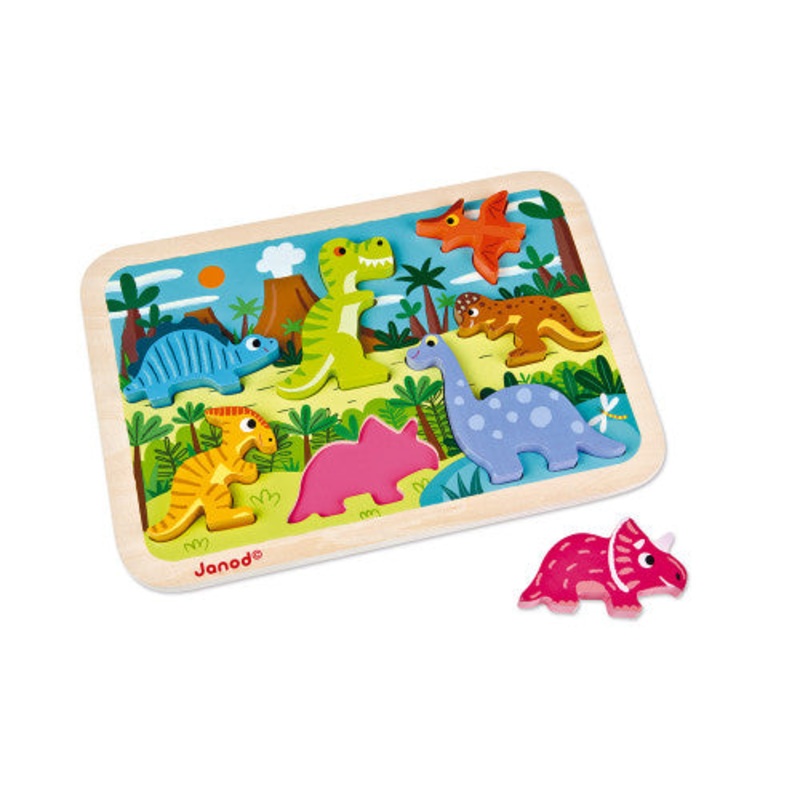 Chunky Wooden Puzzle – Dinosaurs by Janod