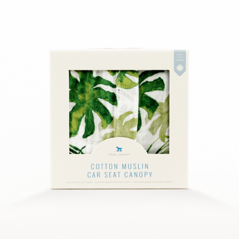 Cotton Muslin Car Seat Canopy – Tropical Leaf by Little Unicorn