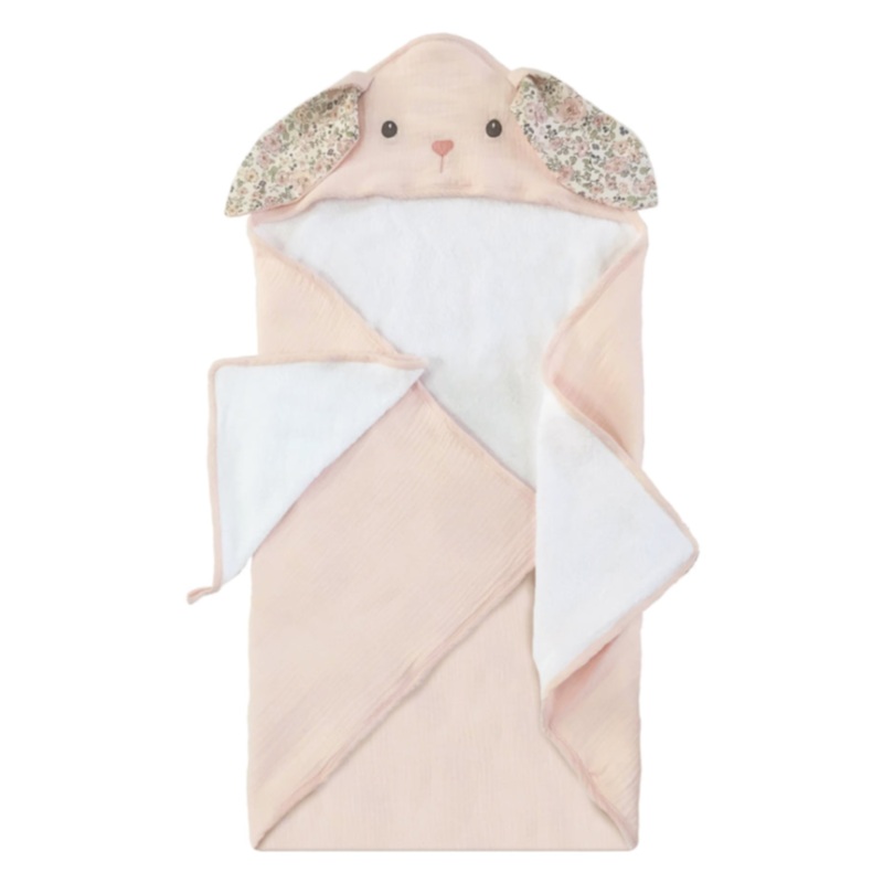 Petit Bunny Terry Muslin Baby Towel and Washcloth Set by Mon Ami